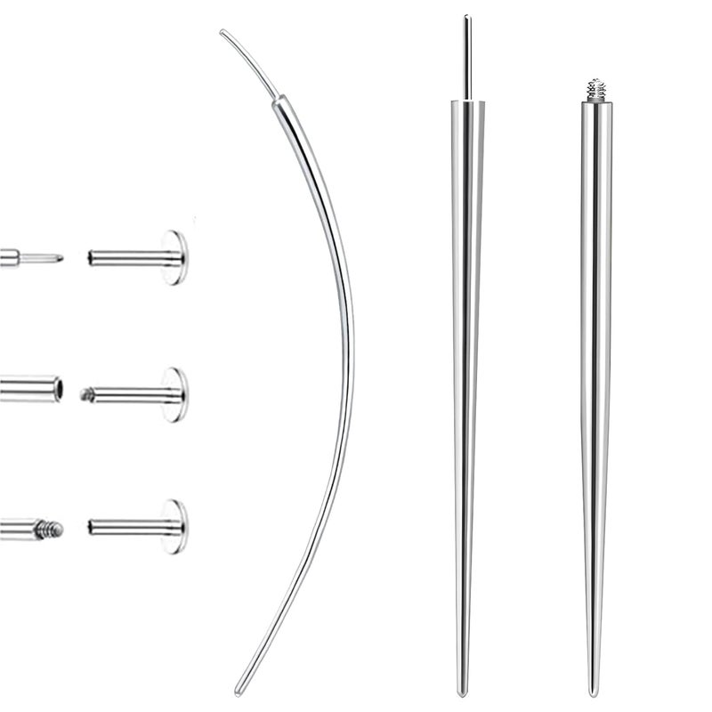 Hualleko Piercing Taper Insertion Tool for Changing Jewelry – 18G Stainless Steel Piercing Ball Grabber Tool Sets with Threadless Insertion Pin & Curved Threader Tools for Ear Nose Lip Body - Image 1